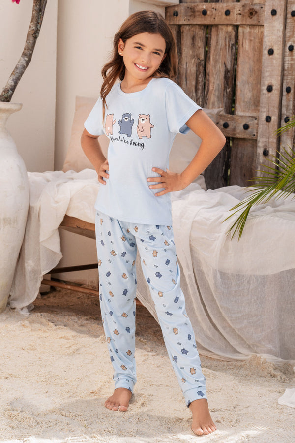 Pijama De Niña Pantalón Azul 12273