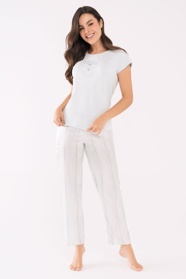 Pijama Mujer en Satín Verde 23015