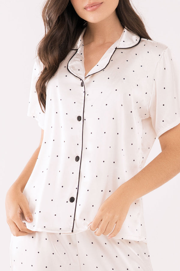 Pijama Mujer en Satín Marfil 23046