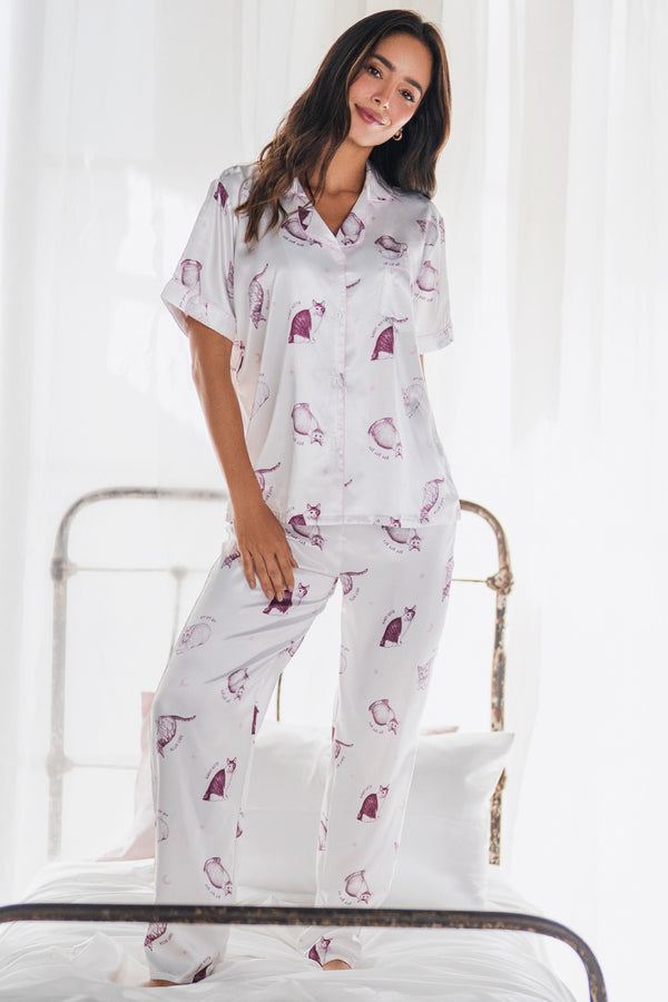 Pijama Mujer en Satín Cereza 23054