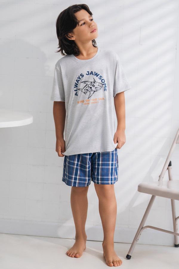 Pijama Niño Gris - Azul 21072