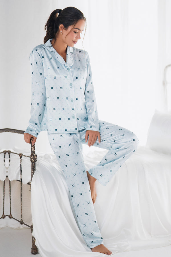 Pijama Mujer en Satín Verde Jade 23087