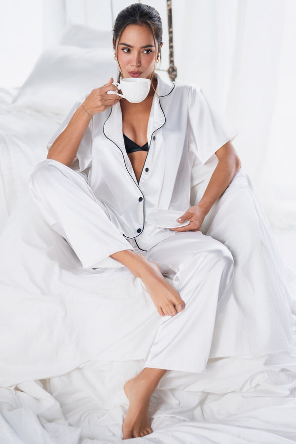 Conjunto Pantalon satín Marfil 12033