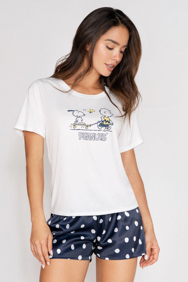 Pijama Mujer en Satín Azul oscuro 21044