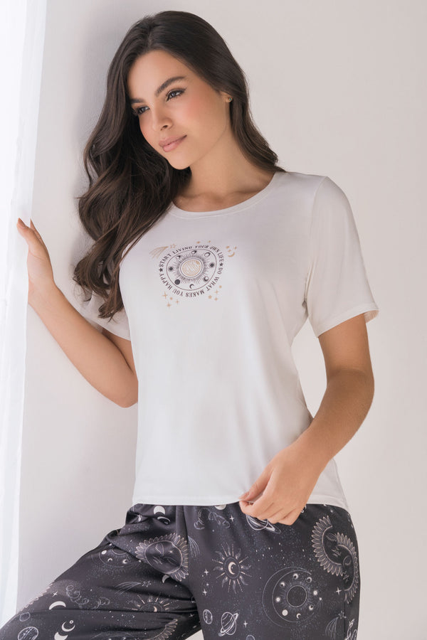 Pijama Mujer en Satín Negro 23050
