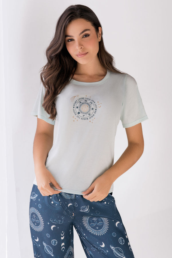 Pijama Mujer en Satín Verde 23047