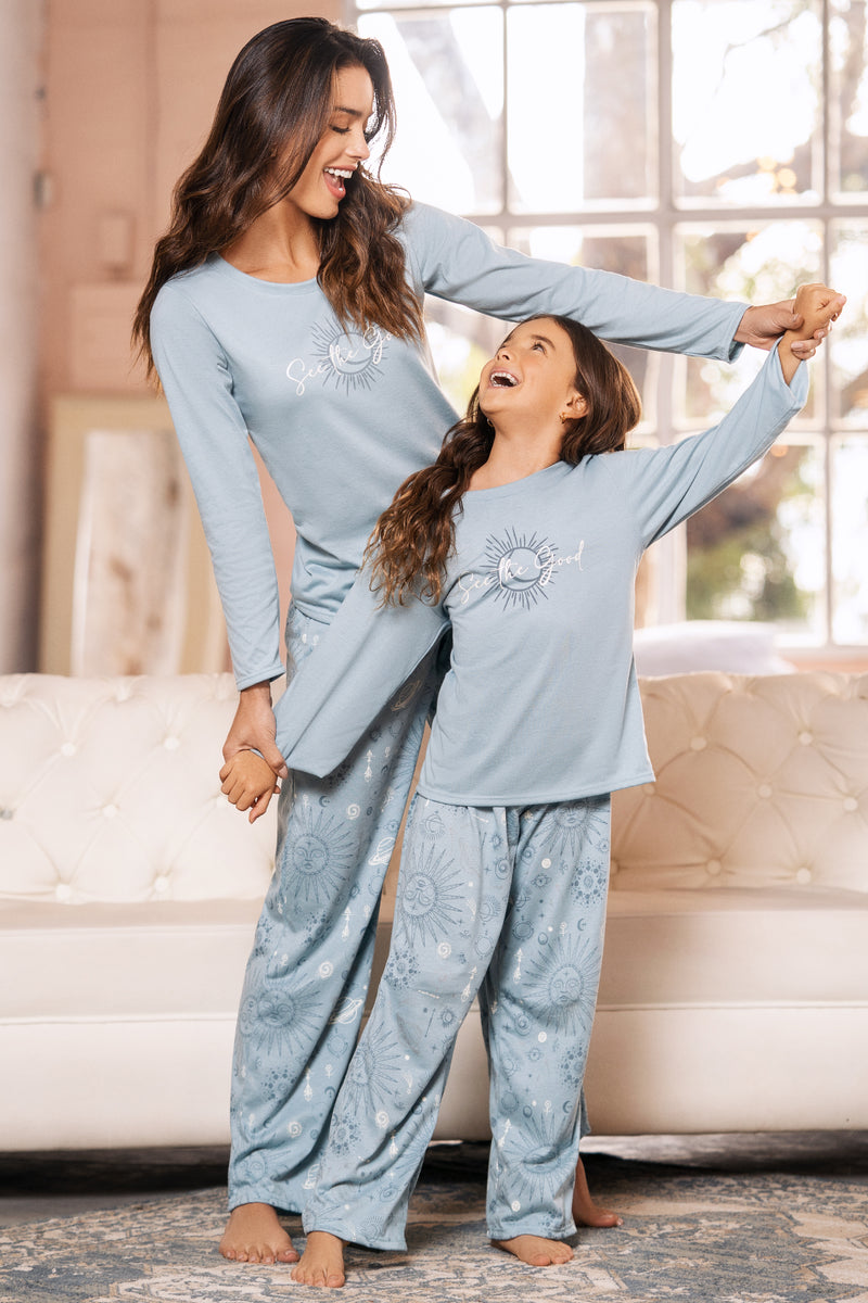 11812  Conjunto Pant M-Larga Dama Azul